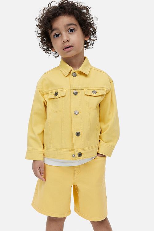 Loose fit denim shorts - yellow