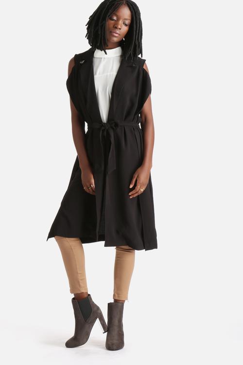 Glow Slit Sleeveless Blazer 