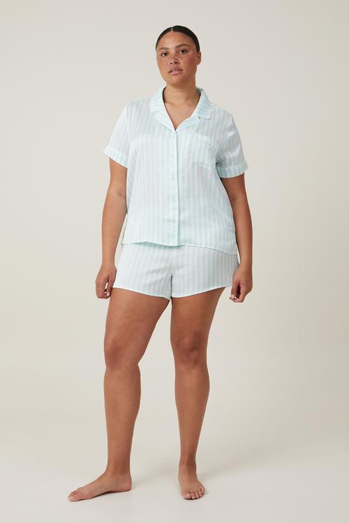 Plus staycay satin sleep set - fair aqua/coconut milk