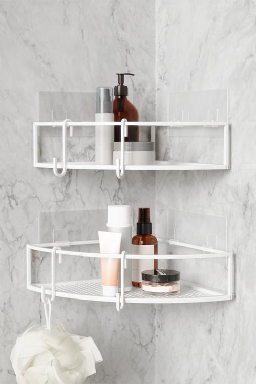 Cubiko corner shower bin set of 2 - white