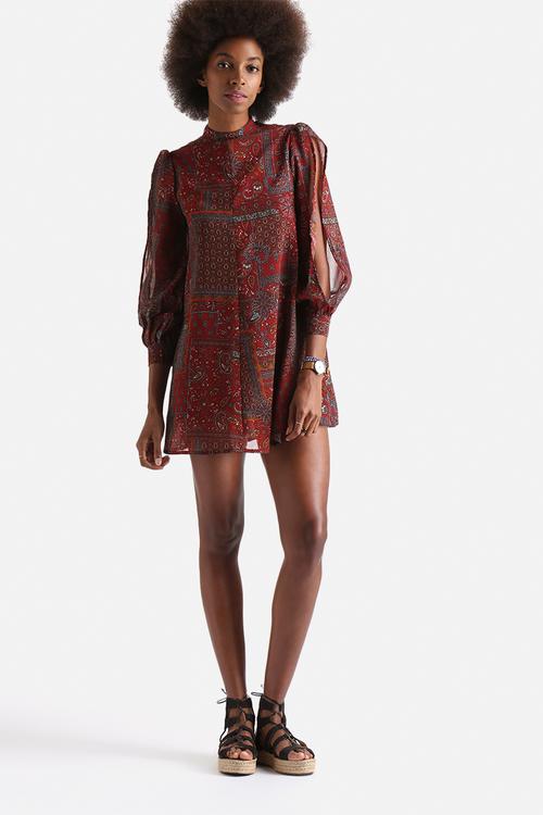 High Neck Boho Swing Dress
