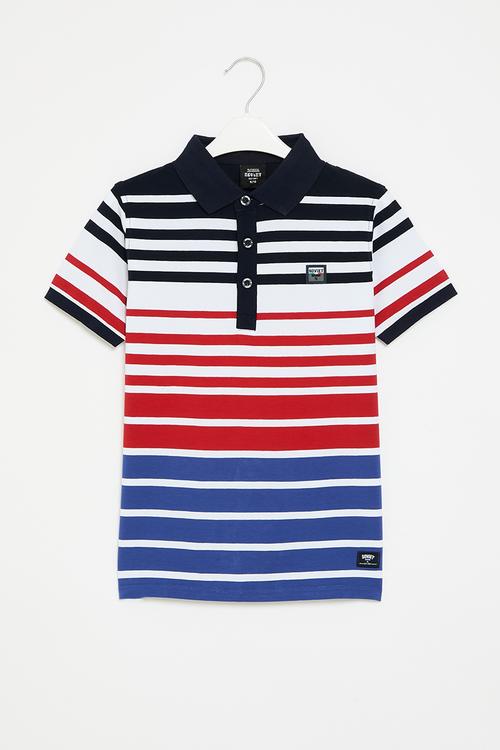 Boys y/dye stripe golfer - navy