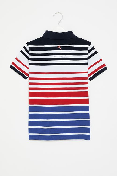 Boys y/dye stripe golfer - navy