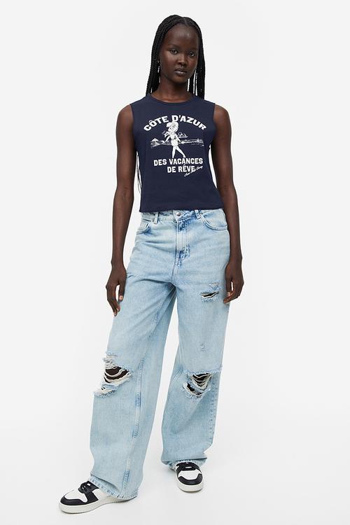 Printed vest top - dark blue looney tunes