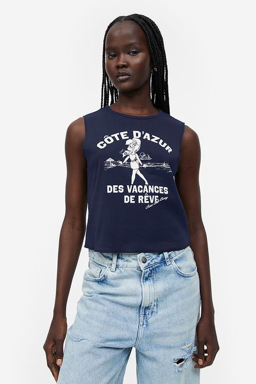 Printed vest top - dark blue looney tunes