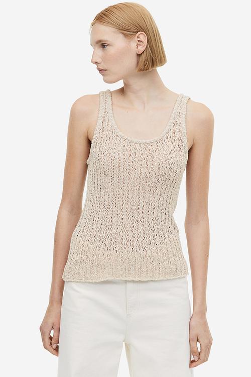 Knitted vest top - light beige