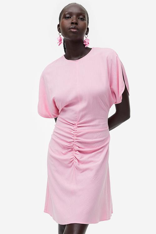 Slit-sleeved dress - light pink