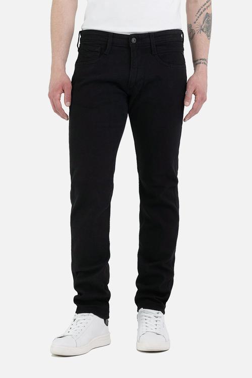 ANBASS 9.5 OZ stretch bull denim - black