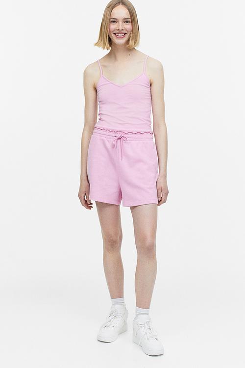 Cropped strappy top - light pink