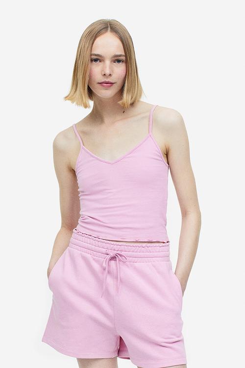 Cropped strappy top - light pink