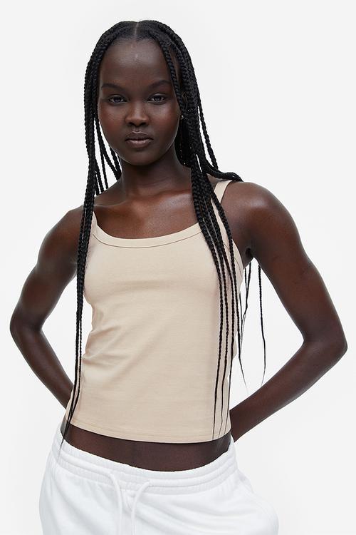 Cotton vest top - beige