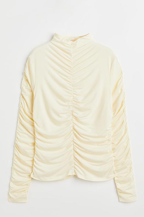 Gathered top with a turtle neck - cream