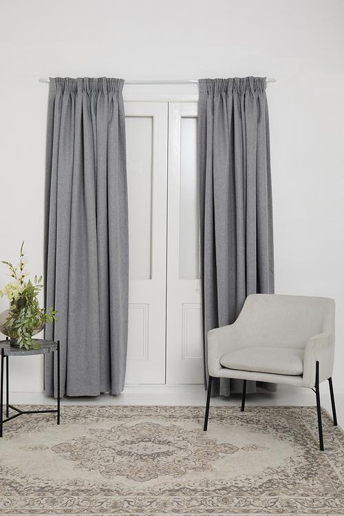 Blockout taped curtain - light grey