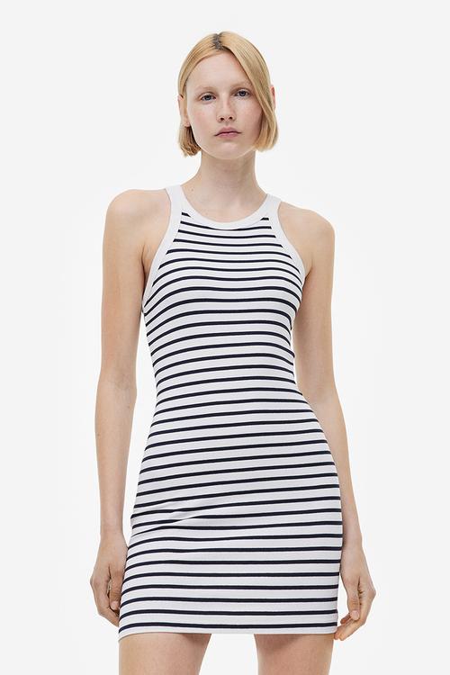 Ribbed dress - white striped