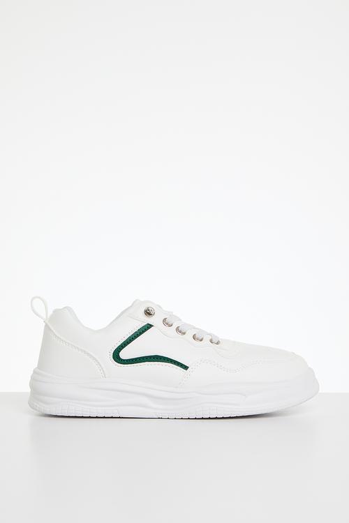 Lace up sneakers - green & white