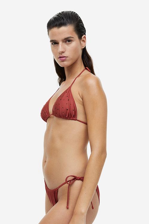 Padded triangle bikini top - red 