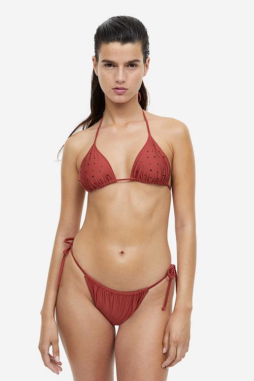 Padded triangle bikini top - red 