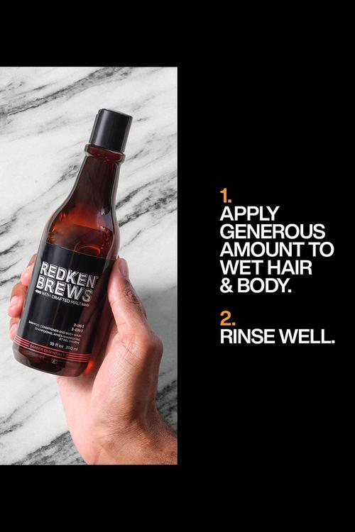 Redken Brews 3-in-1 Shampoo, Conditioner and Body Wash - 300ml