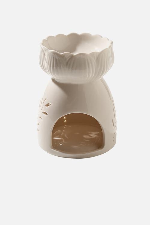 Ceramic oil burner - Palm - white