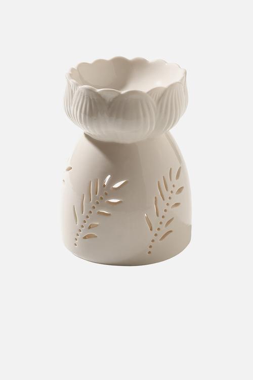 Ceramic oil burner - Palm - white