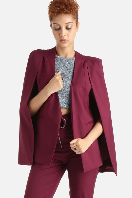 Collarless Cape Blazer