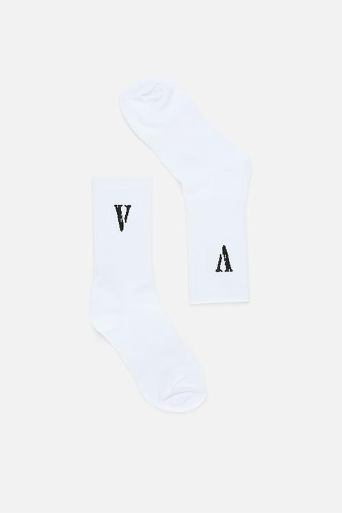 Alphabet V socks - white/black