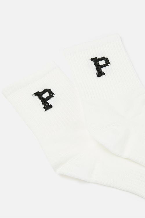 Alphabet P socks - white/black