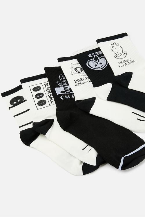Amira 6 pack socks - black & white