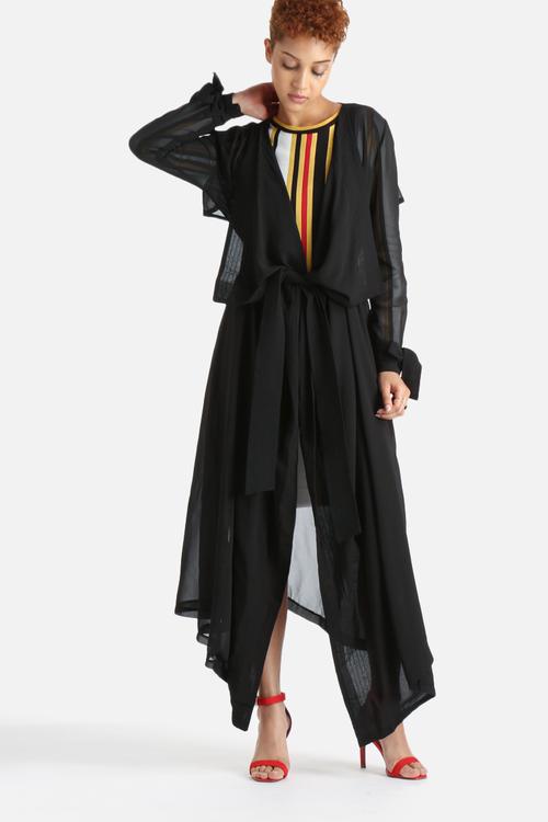 Sheer Chiffon Maxi Trench