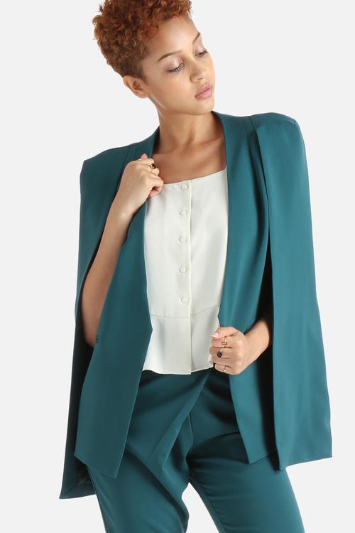 Collarless Cape Blazer