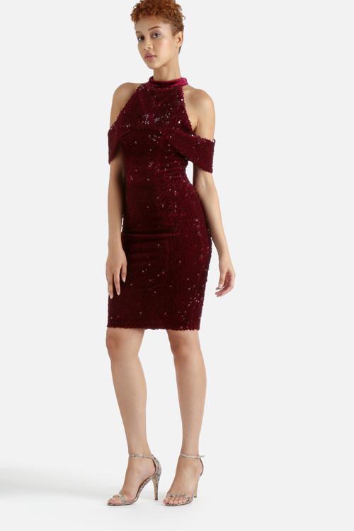 Velvet & Sequin Open Sleeve Dress