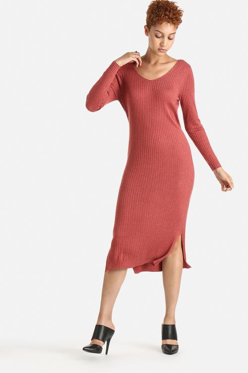 Misty Ribbed Midi Dress