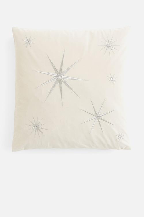 Velvet cushion cover - beige stars