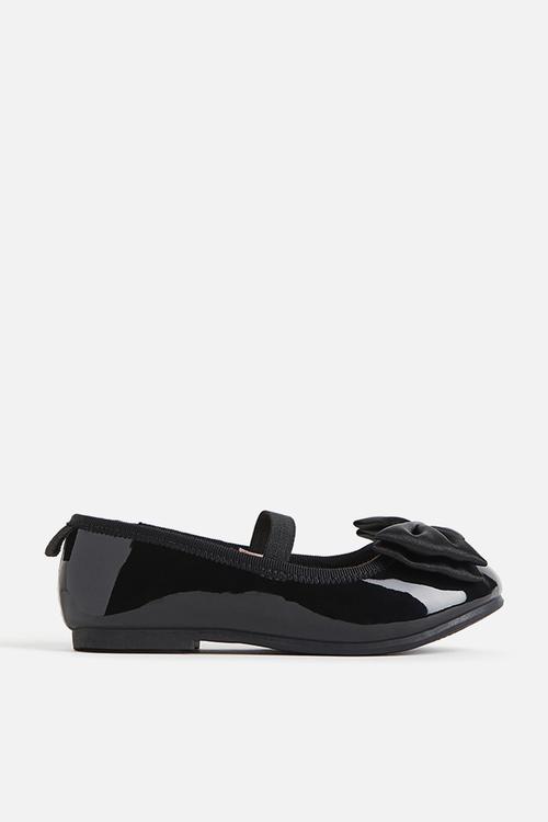 Appliquéd ballet pumps - black