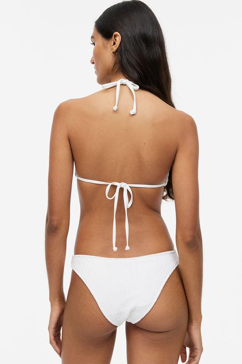 Padded triangle bikini top - white