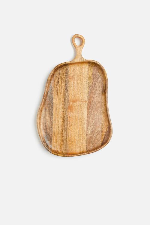 Large mango wood serving tray - beige