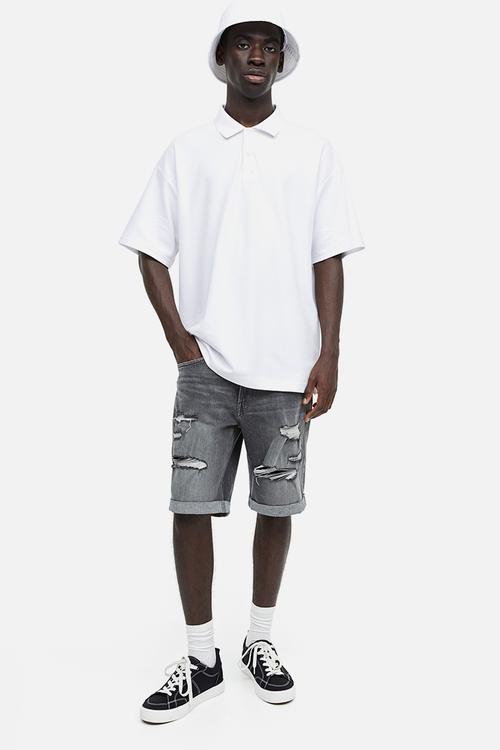 Coolmax® oversized fit polo shirt - white