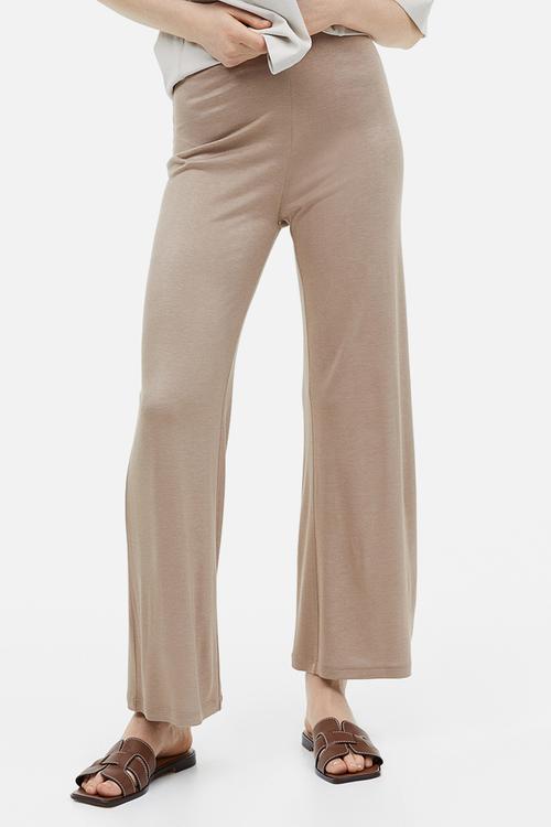 Cropped jersey trousers - beige