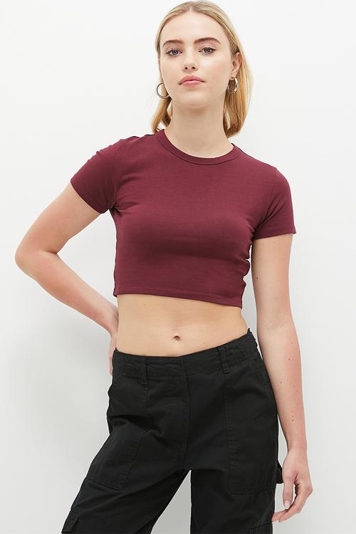 Micro Crop Tee - Deep Garnet