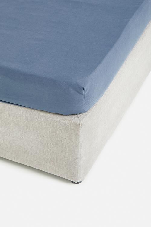 Recycled microfibre fitted sheet - steel blue