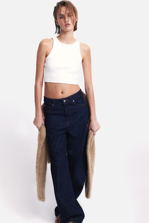 Cropped vest top - white