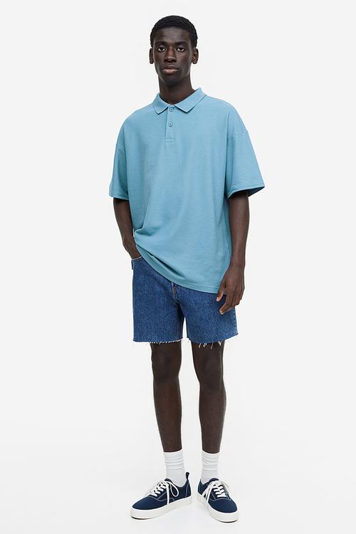 Coolmax® oversized fit polo shirt - turquoise