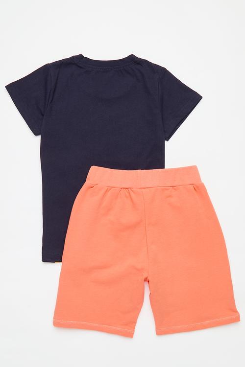 Tee & short set - navy & orange