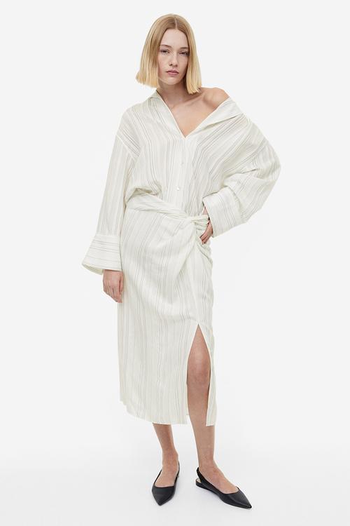 Knot-detail skirt - white striped