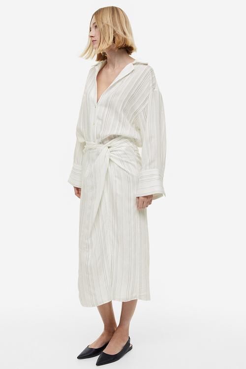 Knot-detail skirt - white striped