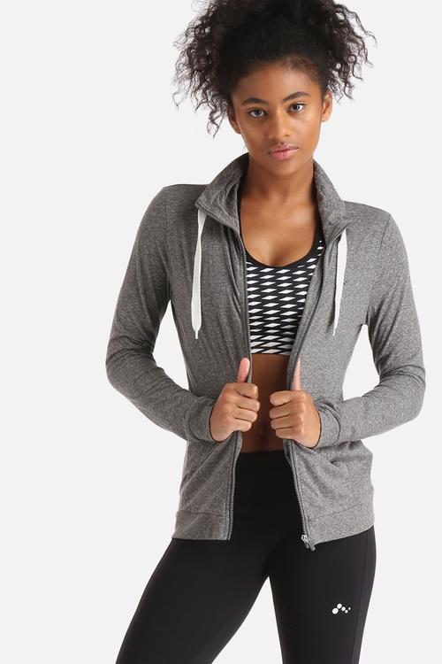 Limit high neck knit zip thru sweat