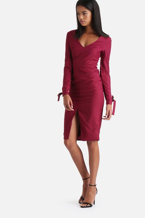 Plunge Eyelet Midi Dress