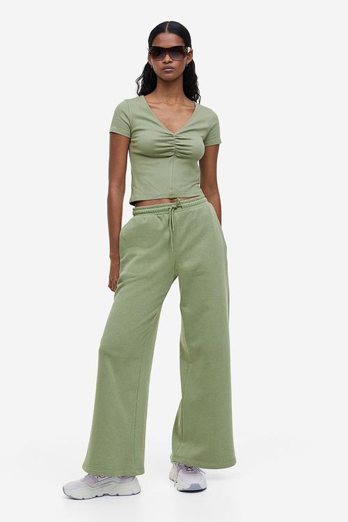 Ribbed top - light khaki green