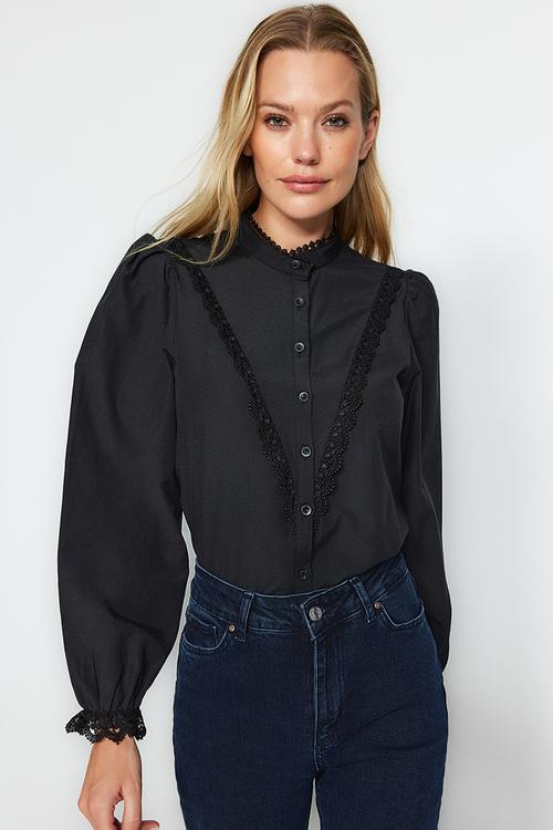 Boho lace shirt - black