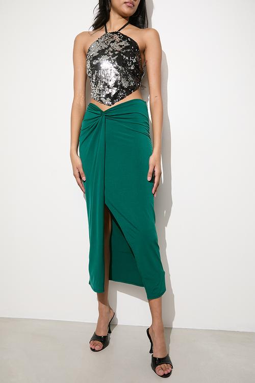 Knot detail midi skirt - shaded spruce